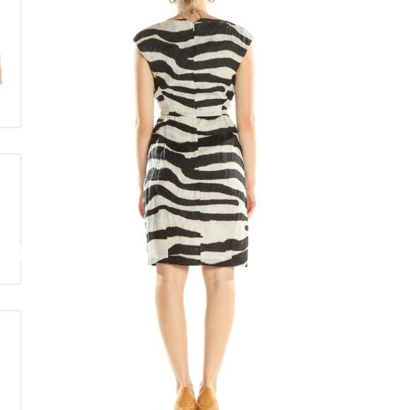 Banana Republic Black White Zebra Print Linen Dress Size 0 - Picture 2 of 8